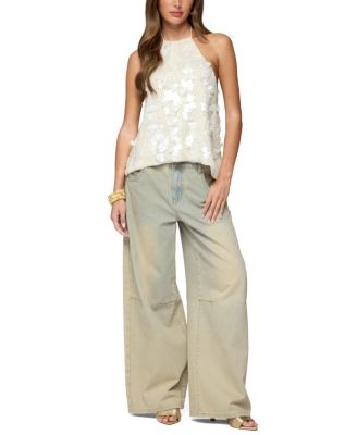 Ellorie Backless Sequin Halter Top