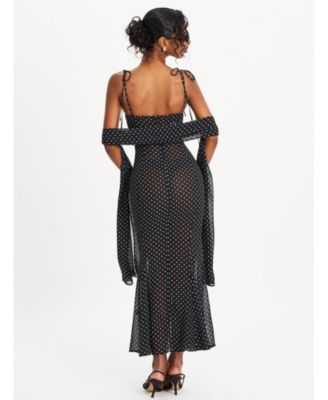 Yadira Polka Dot Chiffon Maxi Dress