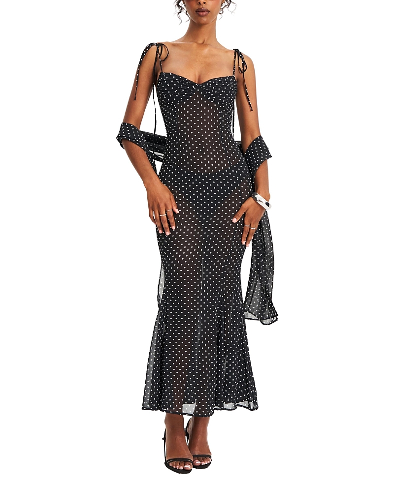 Miss Circle Yadira Polka Dot Chiffon Maxi Dress