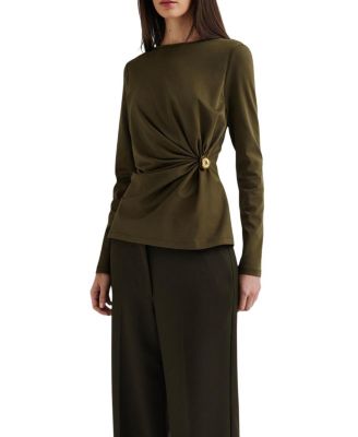 Mailey  Jersey Brooch Long Sleeve Top