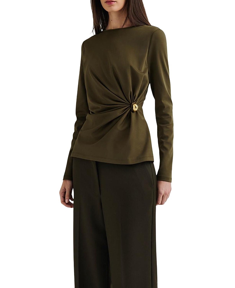 Malina Mailey Jersey Brooch Long Sleeve Top