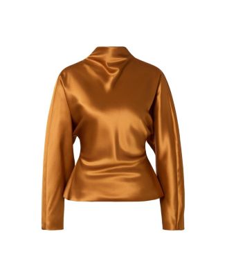 Zora Barrel Sleeve Satin Blouse