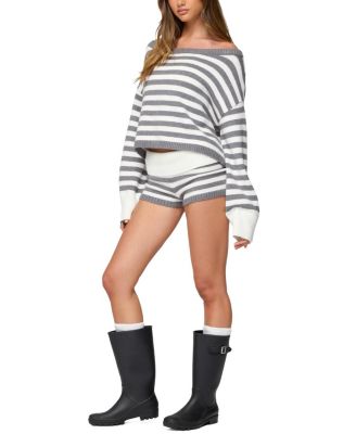 Saphi Striped Foldover Knit Shorts