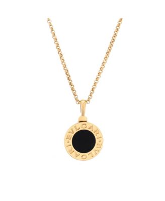 Pendant Necklace 18K Gold with Onyx, 18.5 - 19.25"
