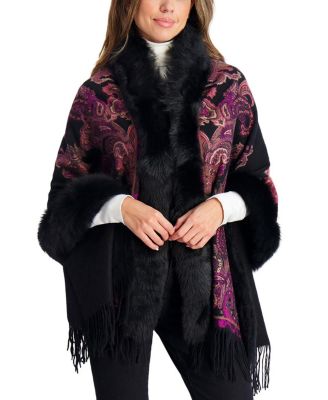  Double Face Cashmere Stole With Toscana Lamb Tape Top And Bottom