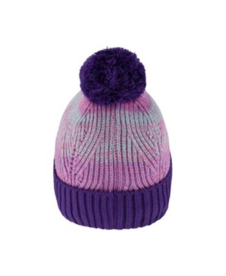 Girls' Lined Knit Pompom Hat Stripes - Baby, Little Kid, Big Kid