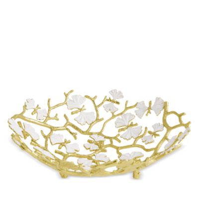 Butterfly Gingko Gold Tone Bread Basket