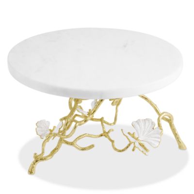 Butterfly Gingko Gold Tone Cake Stand