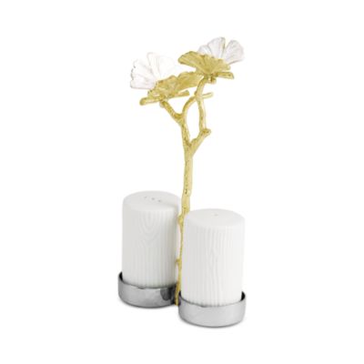 Butterfly Gingko Gold Tone Salt & Pepper Shaker Set