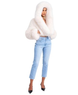 Kali Cropped Faux Fur Jacket with Hood