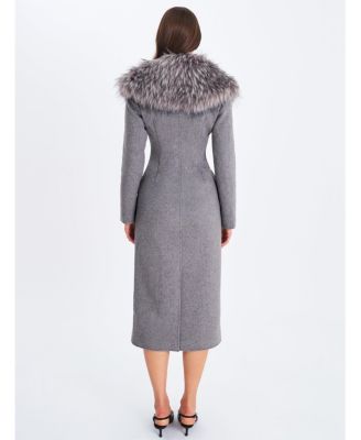  Faye Wool Blend Coat with Removable Faux Fur Collar