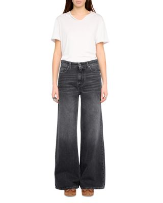 Eli High Rise Wide Leg Jeans in Medium Grey