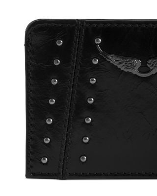 ZV Pass Studded Vintage Patent Leather Card Holder