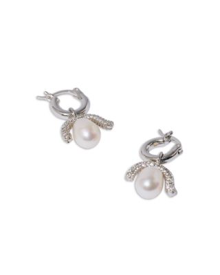 Baby Paris Detachable Pav&eacute; & Cultured Freshwater Pearl Charm Hoop Earrings