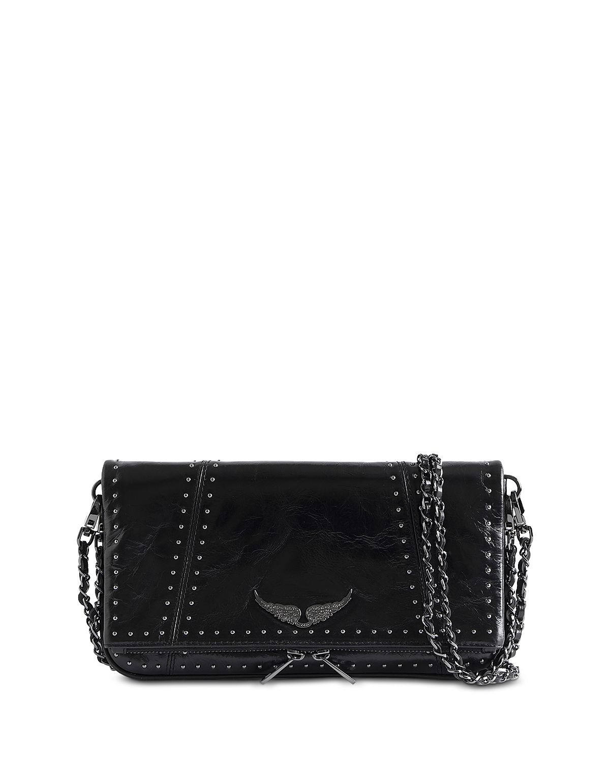 Zadig & Voltaire Rock Studded Vintage Patent Leather Clutch