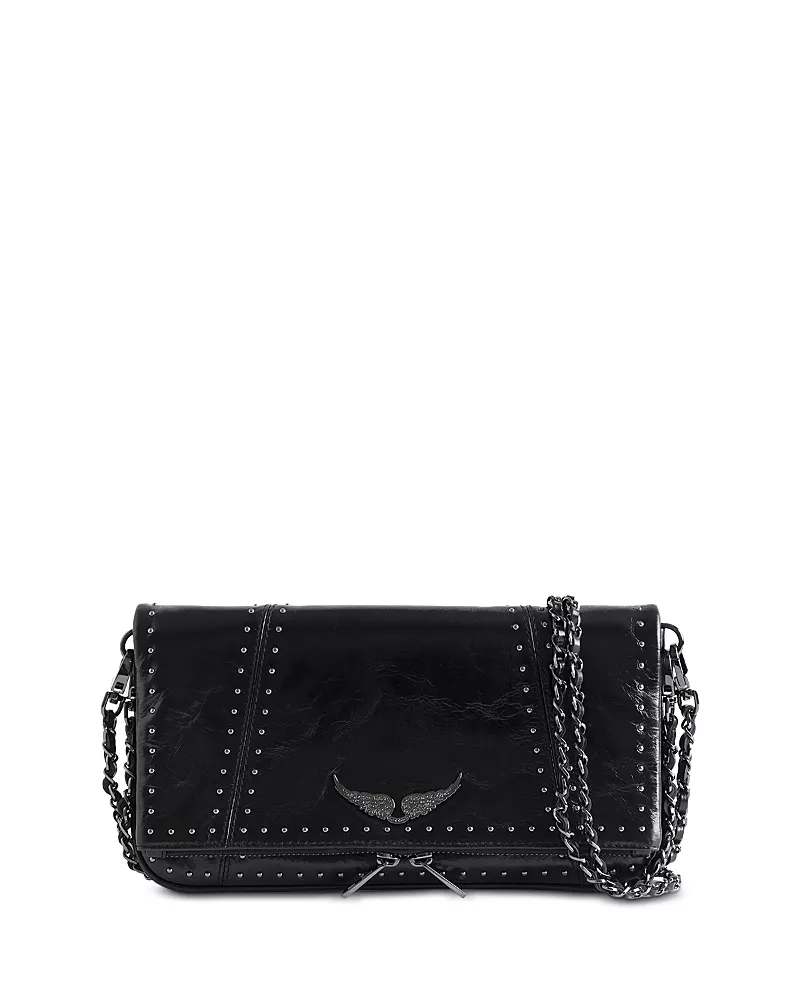 Zadig & Voltaire Rock Studded Vintage Patent Leather Clutch