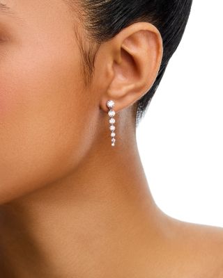 Luxe Collection Certified Lab Grown Diamond Graduated Linear Drop Earrings in 14K White Gold, 1.0 tcw