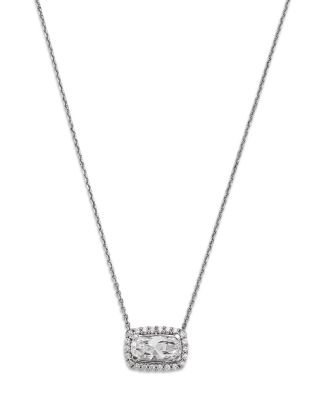 Luxe Collection Certified Lab Grown Diamond Cushion & Round Halo Pendant Necklace in 14K White Gold, 1.15 tcw