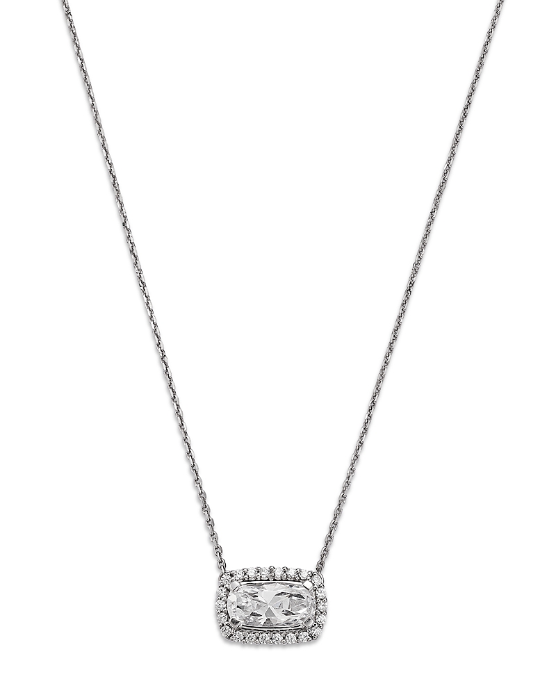 Bloomingdale's Fine Collection Luxe Collection Certified Lab Grown Diamond Cushion & Round Halo Pendant Necklace in 14K White Gold, 1.15 tcw