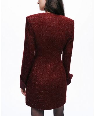 Gold Button Boucle Mini Dress