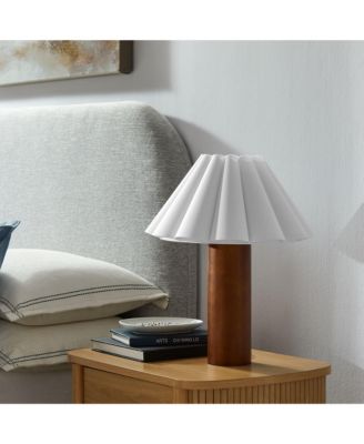  Flora Wood Table Lamp With Pleated Petal Shade