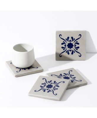 Andalusia Patterned Marble Tiles Coasters, Set of 4
