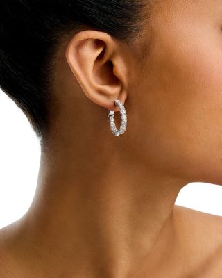 Luxe Collection Certified Lab Grown Diamond Inside Out Hoop Earrings in 14K White Gold, 4.0 tcw