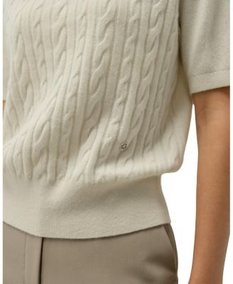  Cable Knit Baby Cashmere Turtleneck Top