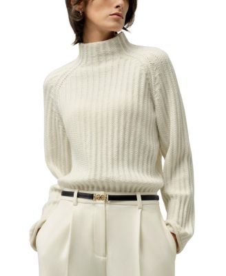  Pointelle Mock Neck Sweater