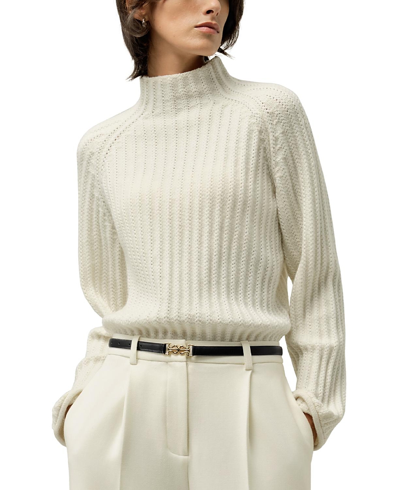Lilysilk Pointelle Mock Neck Sweater