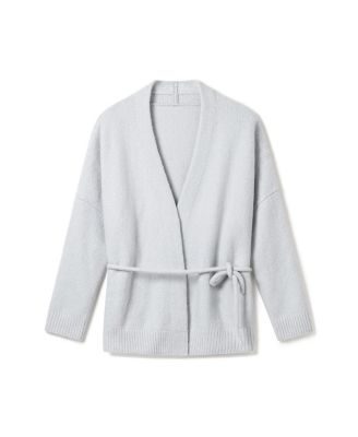  Boucle Knit Silk Cashmere Wrap Cardigan