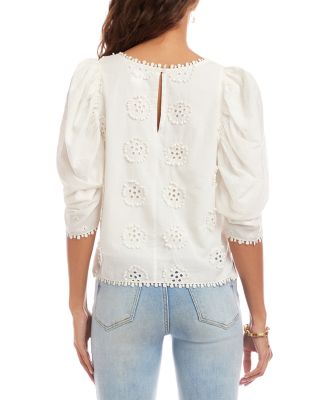 Puff Sleeve Embroidered Top