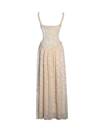 Ulissa Jacquard Drop Waist High Slit Maxi Dress