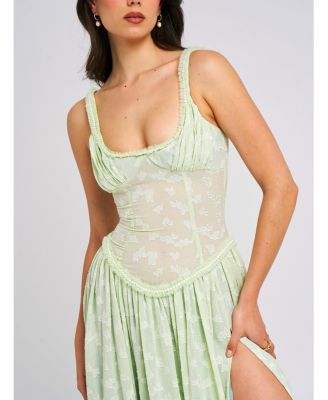  Ulissa Drop Waist Square Neck High Slit Maxi Dress