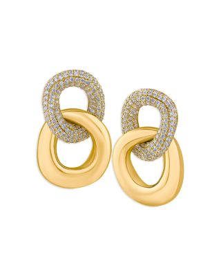 Pav&eacute; Double Link Drop Earrings