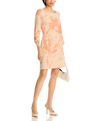 Floral Print A Line Burnout Knit Dress