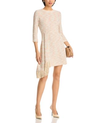 Faux Wrap Tweed Knit Dress