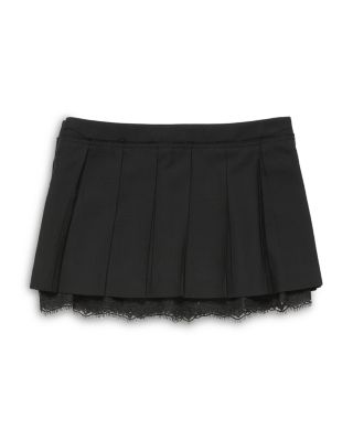 Lace Hem Pleated Mini Skirt