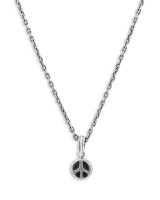 Men's Sterling Silver Artisan Peace Sign Pendant Necklace, 24"