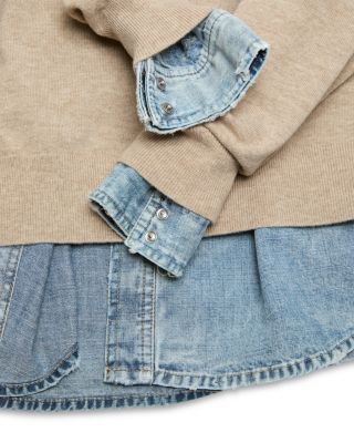 Layered Denim Shirt Sweater