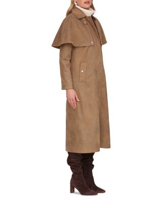 Faux Suede Cape Trench Coat