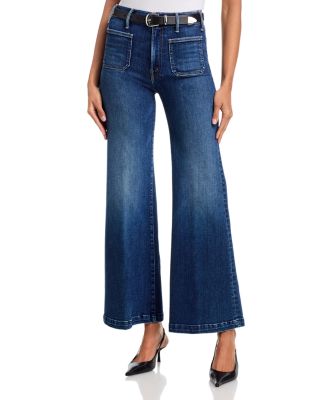 The Hustler Roller Patch Pocket High Rise Wide Leg Jeans in One Last Shot