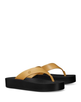 Women's Leather Platform Flip Flops
