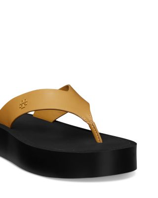 Women's Leather Platform Flip Flops