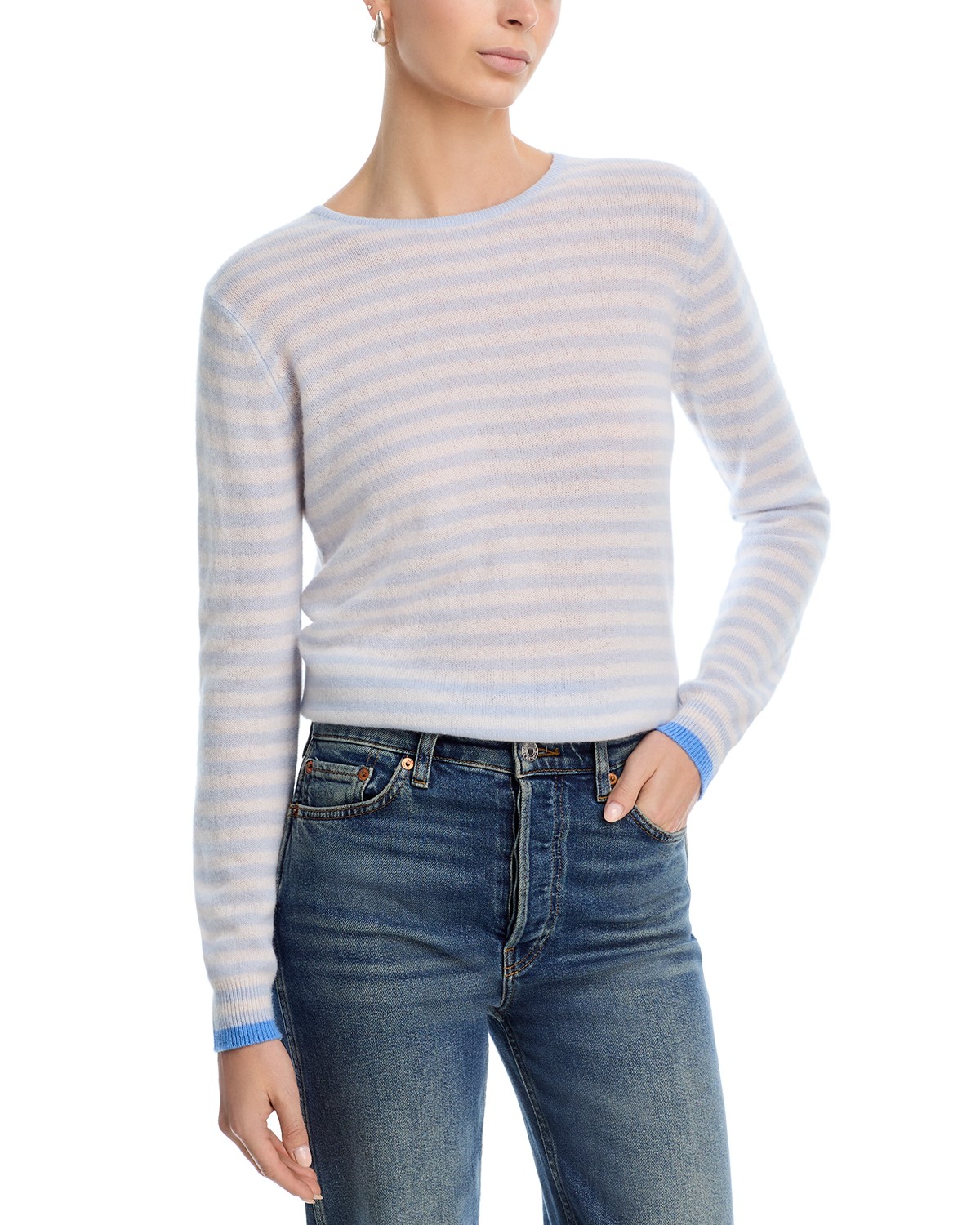 Cashmere Tipped Little Stripe Sweater