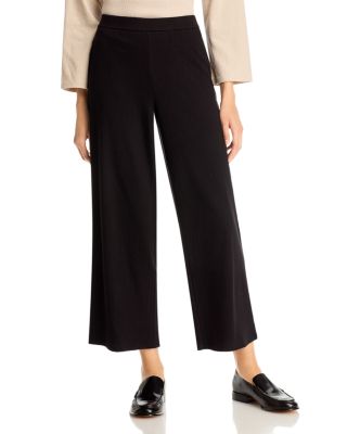 Crinkled Jersey Wide Leg Ankle Pants