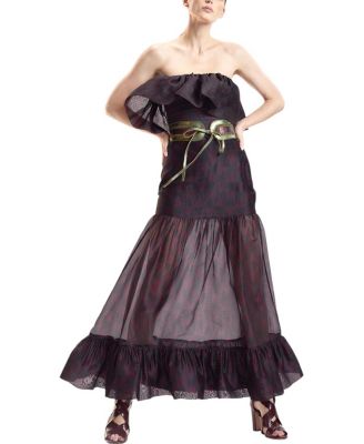  Organza Mesh Flounce Tube Top