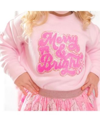 Girls' Merry and Bright Patch Christmas Sweatshirt - Baby, Little Kid, Big Kid