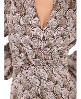  Women's Geo Long Sleeve Print Midi Dress