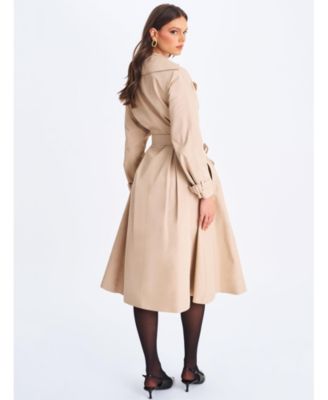  Ulila Double Breasted Pleated Cotton Blend Trench Coat